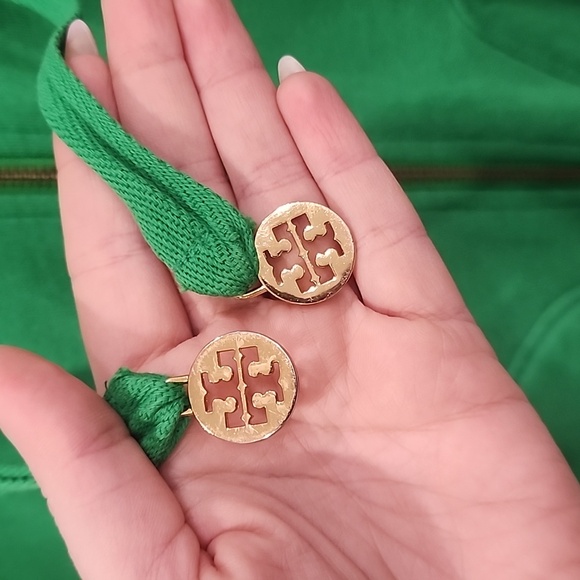 RARE Authentic Tory Burch Vibrant Green Hoodie with Gold Logos, Sz S - Picture 5 of 8